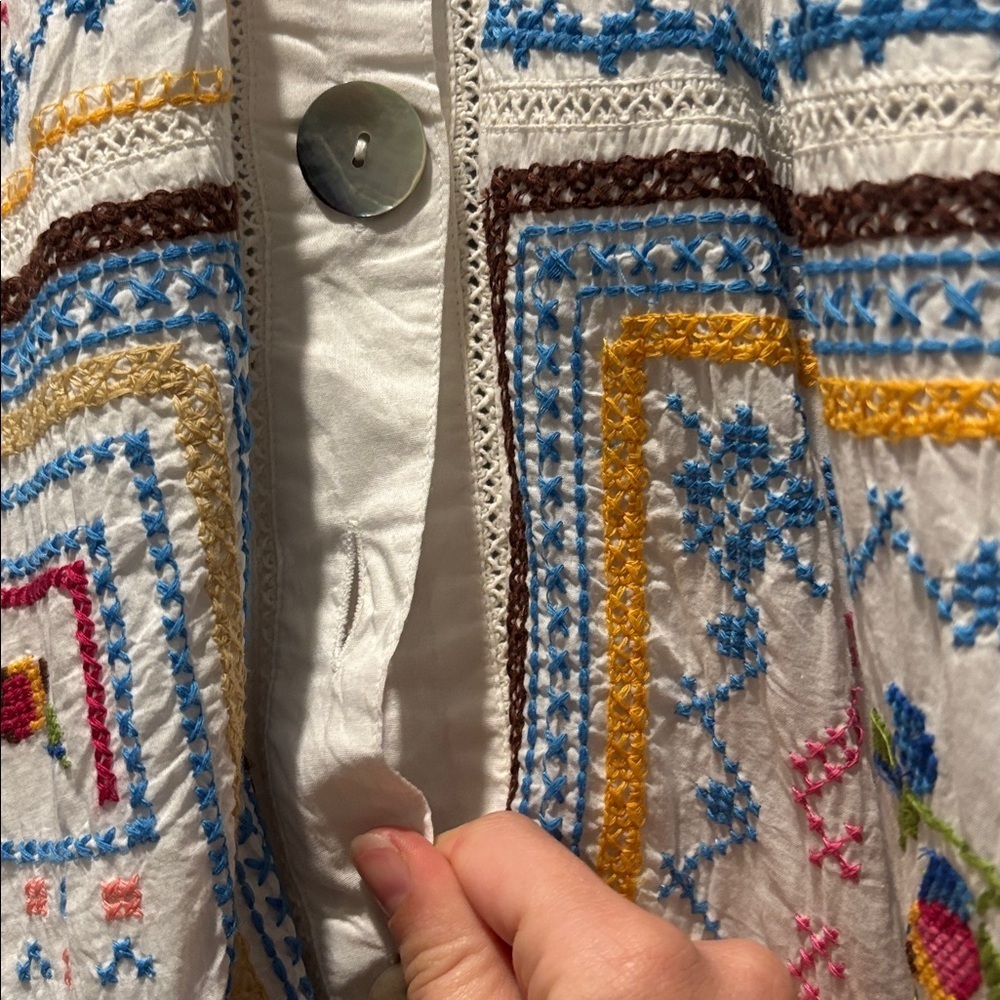 FARM RIO rare grandma embroidered tapestry midi dress - Picture 6 of 16